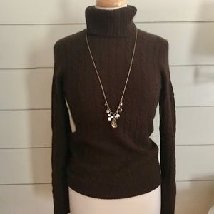 J. Crew brown cable-knit turtleneck sweater
